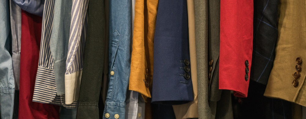 Photo of a rack of dress shirts