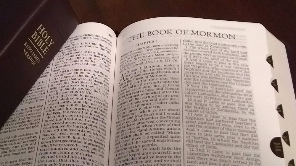 Photo of the Bible and the Book of Mormon